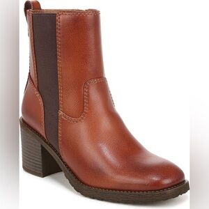 ZODIAC Claret Bootie Brown Ankle Chelsea Chunky Block Heel Boots Shoe Size 7 NEW